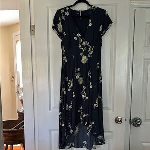 Free People Blue Flutter Sleeve Midi Sundress